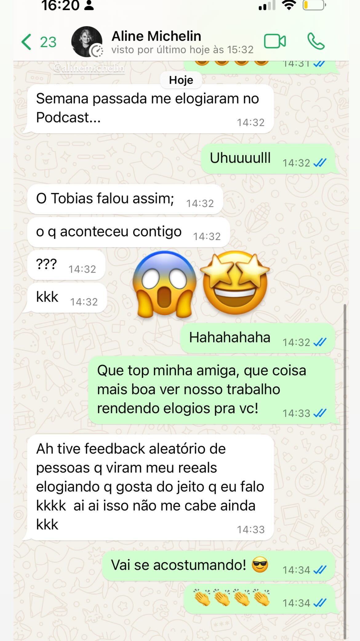 Aline Michelin — elogiada no podcast